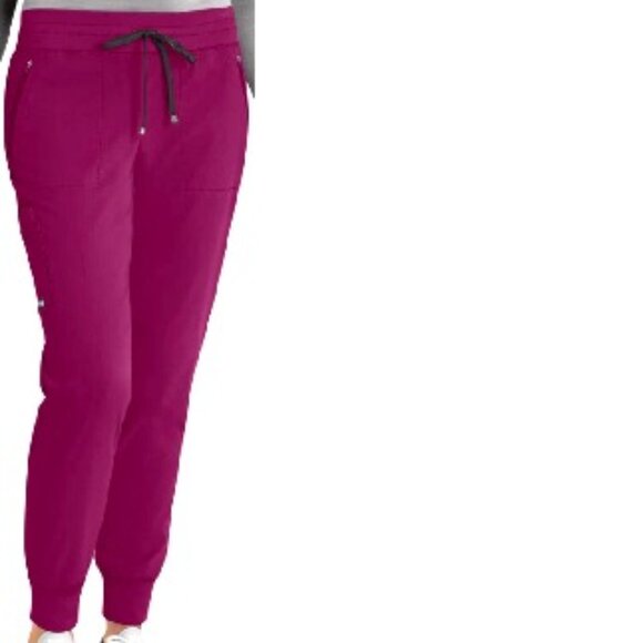 BNWT Grey's Anatomy by Barco Pocket Cargo Jogger in lively wine (S) - Picture 1 of 6
